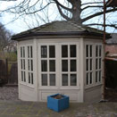 Outdoor wooden office space